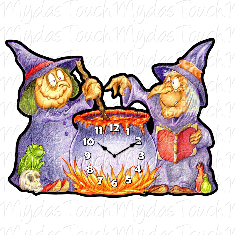 Witch and Cauldron Clock (Pendle Witches) – Mydas Touch